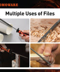 Image showing 12-Piece Metal Needle File Set With 3 Quick Change Blades, used on pipes, wood, metal, and detailed crafting projects.