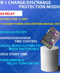 2 In 1 Low Voltage Protector For Batteries, 40A DC 5V To 60V Cutoff With LCD Display, shown with features and module visual