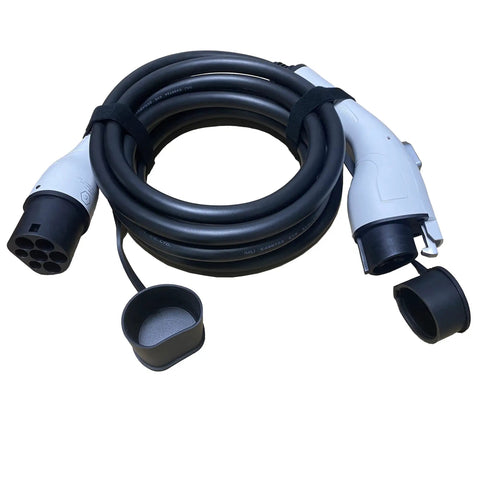 Heavy Duty Type Two To Type One EV Charging Cable Sixteen Feet Long SAE J1772 Adapter with flexible, durable design for easy use.