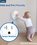 Child reaching for a tamper-resistant wall socket from the 50 Pack Decora Outlet 20 Amp Tamper Resistant Wall Socket White Thermoplastic Receptacle.