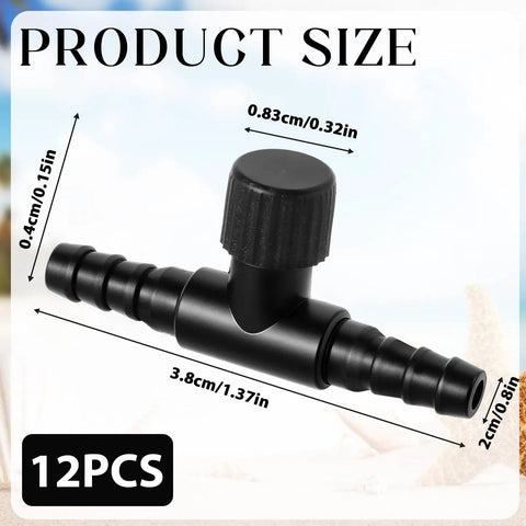 Product dimensions of Adjustable Aquarium Air Control Valve For Three Sixteenth Inch Airline Tubing Inline Flow Regulator 10 Pack
