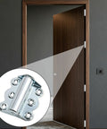 Solid As A Rock Self Closing Door Hinges 3 Piece Set Corrosion Resistant Zinc Springs shown on a wooden door frame.