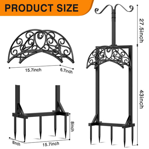 Outdoor Garden Hose Holder Stand With 5 Spikes And 2 Shepherd Hooks Freestanding Heavy Duty Hose Rack dimensions and design