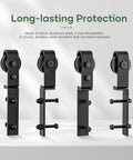 64 Inch Bifold Sliding Barn Door Hardware Track Kit With Side Mounted Black J Shape Rollers in black aluminum steel