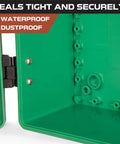 Interior view of Beefy Outdoor Junction Box Waterproof IP65 Enclosure With Hinged Green Panel Cover Extra Large ABS Plastic