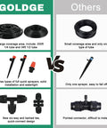Comparison chart showing All In One Drip Irrigation Kit With 234 Feet Of One Quarter Inch Tubing 87 Quick Connectors And Drip Emitters versus another kit.