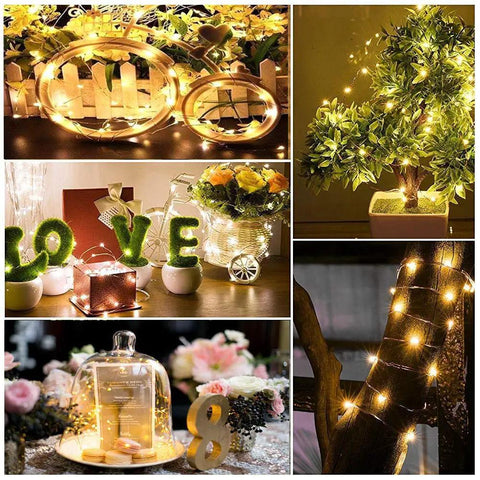 Pack Of 20 Fairy String Lights 6.6ft Battery Operated Silver Copper Wire With 20 LEDs Starry Warm White For DIY Decor