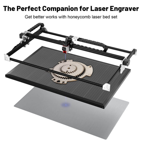 Beefy Honeycomb Laser Bed Working Table 530x850mm for Engraving And Cutting On Laser CNC Machines, shown with engraver