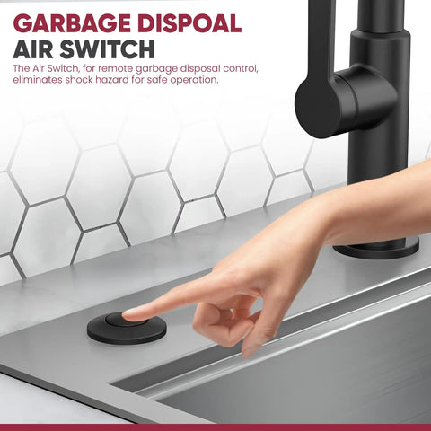 Disposal Air Switch and Single Outlet Control Box in Polished Nickel Air Activated Easy Install on kitchen sink deck