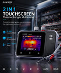2 In 1 Thermal Imaging Multimeter with 19999 Counts TRMS Readings and 120x90 Infrared Camera displayed on touchscreen