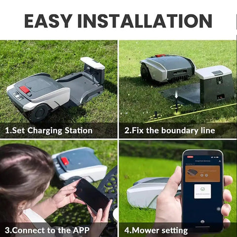Smart Robotic Lawn Mower With App Control, Path Planning And Auto Charging For Yards Up To 1500 Square Meters installation