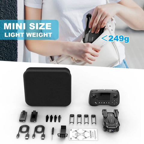 Drone With Camera And Built In Screen On Controller For Beginners, foldable quadcopter set, mini size lightweight under 249g