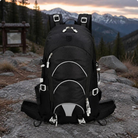Dope Lightweight Hiking Backpack For Camping And Day Hikes, Breathable Padded Back Panel And Shoulder Straps, Black Edition