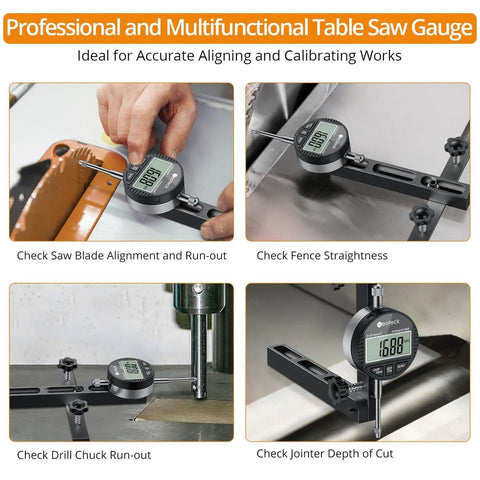 Digital Dial Indicator Gauge for Table Saws 0-1 Inch, Pro Grade Alignment Tool for Standard 3/4 Inch Miter Slots 19mm or Wider