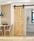 6 Foot Sliding Barn Door Hardware Kit With Floor Guide And Spring Damping Stopper, Ultra Quiet Smooth Operation, Black Finish