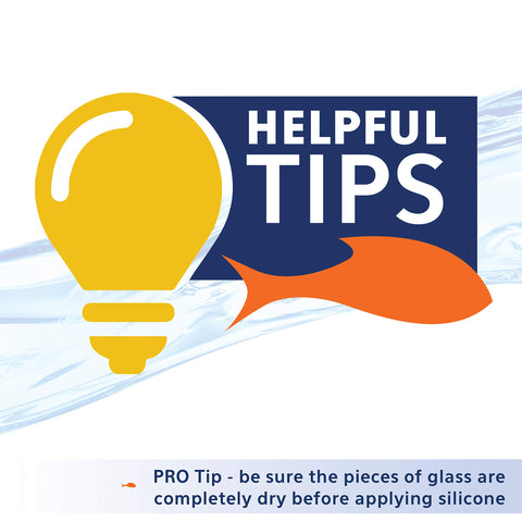 Illustration of helpful tips for using Clear Silicone Aquarium Sealant 3 Ounce Tube Waterproof And Flexible Bond For Freshwater And Saltwater Tanks Non Toxic Safe For Fish Easy To Apply Long Lasting Sealant That Stops Leaks Without Cracking Or Shrinking