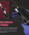 Adjustable Torque Screwdriver Kit 10 To 60 In-Lb with 40 Precision Bits shown with quick release bit holder.