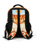 Back of the Patriotic Tabby Printed Backpack with durable polyester material and comfort straps for school travel and everyday use.