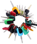 Heavy Equipment Keys Master Set For Construction Machines, 32 Piece Universal Key Kit With 28 Model Keys in a circular arrangement