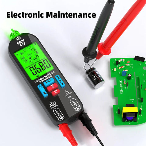 Rechargeable Digital Multimeter Tester With Smart Mode And Red Green Backlight for DIYers, circuit board and probes