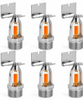 6 Pack Sidewall Fire Sprinkler Heads 135 F 57 C Chrome Plated Copper Alloy Body with Heavy Duty Glass Bulb R1/2 DN15 Thread