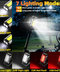 Different lighting modes of Hella Bright Magnetic Rechargeable Golf Cart Led Dome Light With 360 Spin And Seven Glowing Modes.