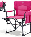 Compact Folding Directors Chair With Side Table And Pocket Pink Heavy Duty Lawn Chair For Camping And Outdoors Supports