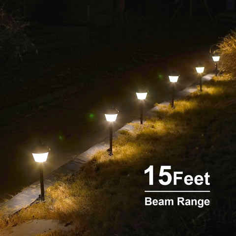 Pathway Lights 8 Pack Outdoor Low Voltage Landscape Kit With 1.5W LEDs 100 Lumen Warm White 3000K Bronze Metal Finish at night