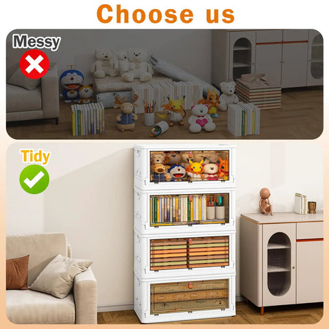Super Roomy 4 Pack Stackable Storage Bins With Secure Lids And Smooth Rolling Wheels Foldable Closet Organizers For Closets And Garages Keeps Your Place Tight With Zero Hassle Setup And Easy Hauling Moves