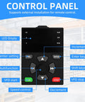 Control panel for 4KW 5HP VFD Variable Frequency Drive 380V To 440V Three Phase Input And Output Inverter with labeled buttons