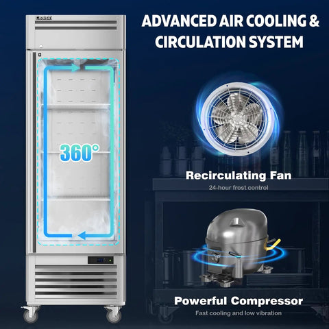 Heavy Duty Twenty Seven Inch Commercial Freezer Nineteen Point Three Two Cubic Feet with advanced cooling fan and compressor features.