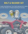 Heavy Duty Rear Drive Prop Shaft Retaining Bolt Set With Two Washers M12x16 And M10x16 For Can Am Atv, includes two bolts and washers.
