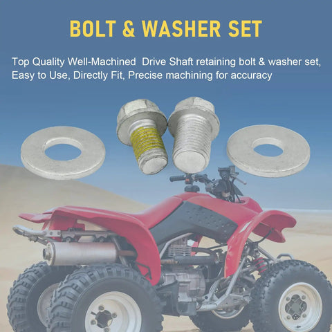 Heavy Duty Rear Drive Prop Shaft Retaining Bolt Set With Two Washers M12x16 And M10x16 For Can Am Atv, includes two bolts and washers.
