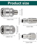 IANFAN 4-pack stainless steel 1/4 in pressure washer quick-connect couplers, NPT male/female adapters set.