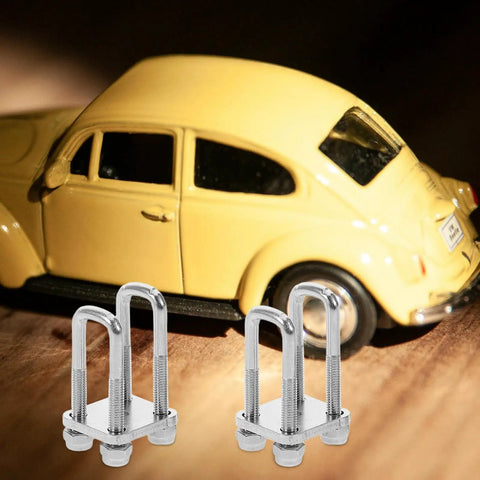 4 Pack Mini Square U-Bolt Kit For Trailer Axle Models, Wear-Resistant Stainless Steel U-Bolts With Elastic Spring Steel Design, Heavy-Duty Secure Clamp For Simulation And Scale Models, Industrial DIY Upgrade on model car