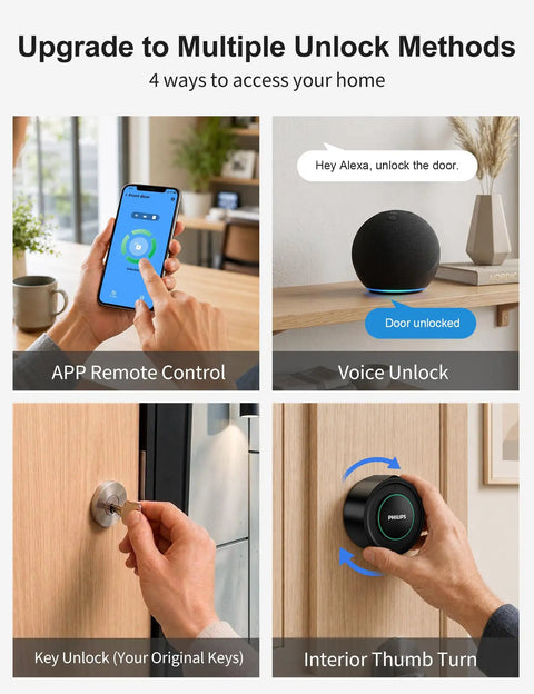 WiFi Smart Retrofit Lock Smoothly Upgrades Your Trusty Deadbolt By Swapping Just The Interior Knob Built In App Remote Access And Voice Control Deliver Chill Keyless Freedom And Zero Fuss Auto Lock Features Matte Black For Solid Home Safety
