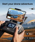 Drone remote with mobile display in mountain setting, Dope 4K Camera Drone For Adults With FAA Compliant Remote ID Module.