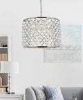 Hella Sweet Madison 8 Light Pendant With Royal Cut Crystals Polished Nickel Finish Transitional Hanging Lamp E12 Base in living room