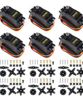 Six MG995 Six Pack Micro Servo 180 Degree Metal Gear Waterproof Digital Beefed Up High Speed Torque Servo Motors with accessories