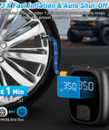 Fast Inflation Portable Tire Inflator With Auto Shut Off And LED Display for car wheel inflation, USB rechargeable air pump