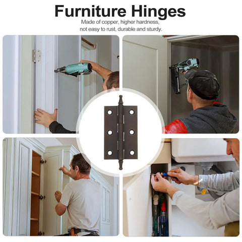Copper Cabinet Butt Hinges for DIY Furniture and Cupboards Smooth Quiet Operation with Anti Rust Thickened Copper installation