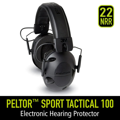Sport Tactical 100 Electronic Hearing Protector With 22 dB NRR For Range, Shooting, And Hunting - Adjustable Gunshot Suppression, Noise Filtering For Clear Communication And All Day Comfort
