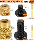 Heavy Duty Pro Grade Threaded Insert And Bolt Kit For Industrial 3D Printing Projects 200 Pcs Includes 100 Pcs Brass M3 M4 Inserts And Bolts