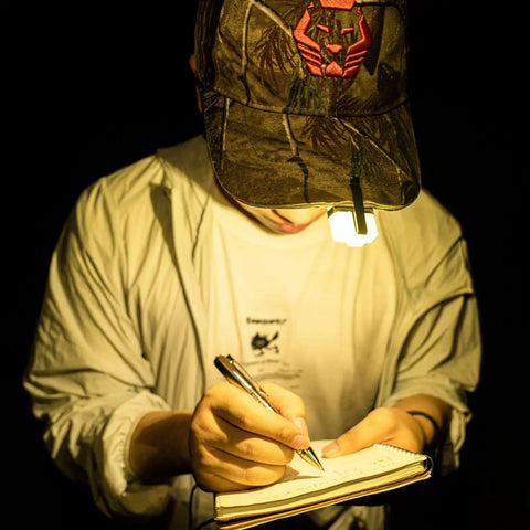 Rechargeable EDC Flashlight With USB C 700 Lumen Dope Keychain Light used for writing in dark, cap-mounted for camping