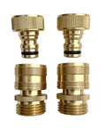 Leak-Free Three-Quarter Inch Snap-On Garden Hose Fittings 2 Pack, Solid Brass Quick-Connect Adapters, front view