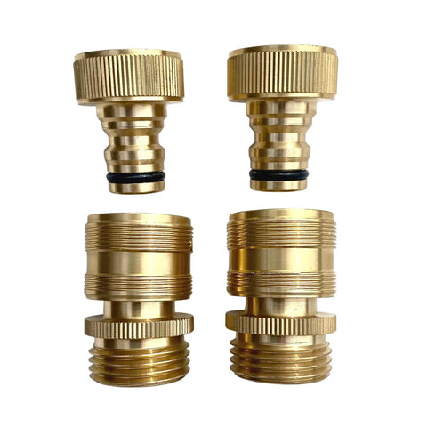 Leak-Free Three-Quarter Inch Snap-On Garden Hose Fittings 2 Pack, Solid Brass Quick-Connect Adapters, front view