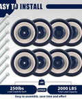 Smooth As Butter Blue TPU Polyurethane Shopping Cart Caster Wheels Replacement Kit heavy duty 5 inch wheels with hardware set.