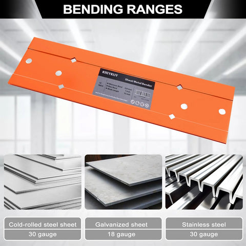Sheet Metal Bender Hand Seamer For HVAC Ductwork Roofing And Metal Panels Ideal For Pros And DIYers 12 18 Or 24 Inch Lengths With Three Eighths Or One Inch Fold Depth Heavy Duty Steel Brake In High Visibility Orange By Kbiykuy