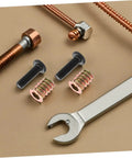 50Pc Wood Threaded Insert Nut Kit With Hex Bolts For Diy Furniture Assembly Includes hex bolts, inserts, and wrench on table.