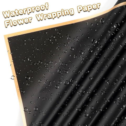 Black Flower Wrapping Paper With Gold Edges Dope For DIY Gift Wrapping Waterproof Sheets 58x58 Cm 225Gsm Durable Gift Wrap